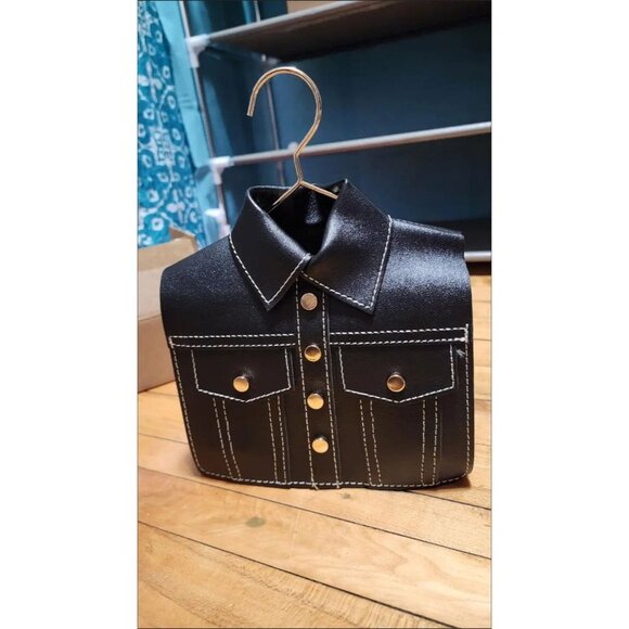 Handbags - Fun Black Button Down Jacket Shirt on Hanger Crossbody Wristlet Handbag